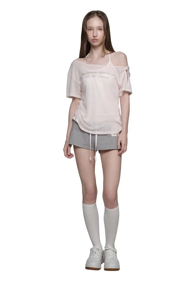 クリシアー kleesier Powder sheer ribbon top Baby Pink