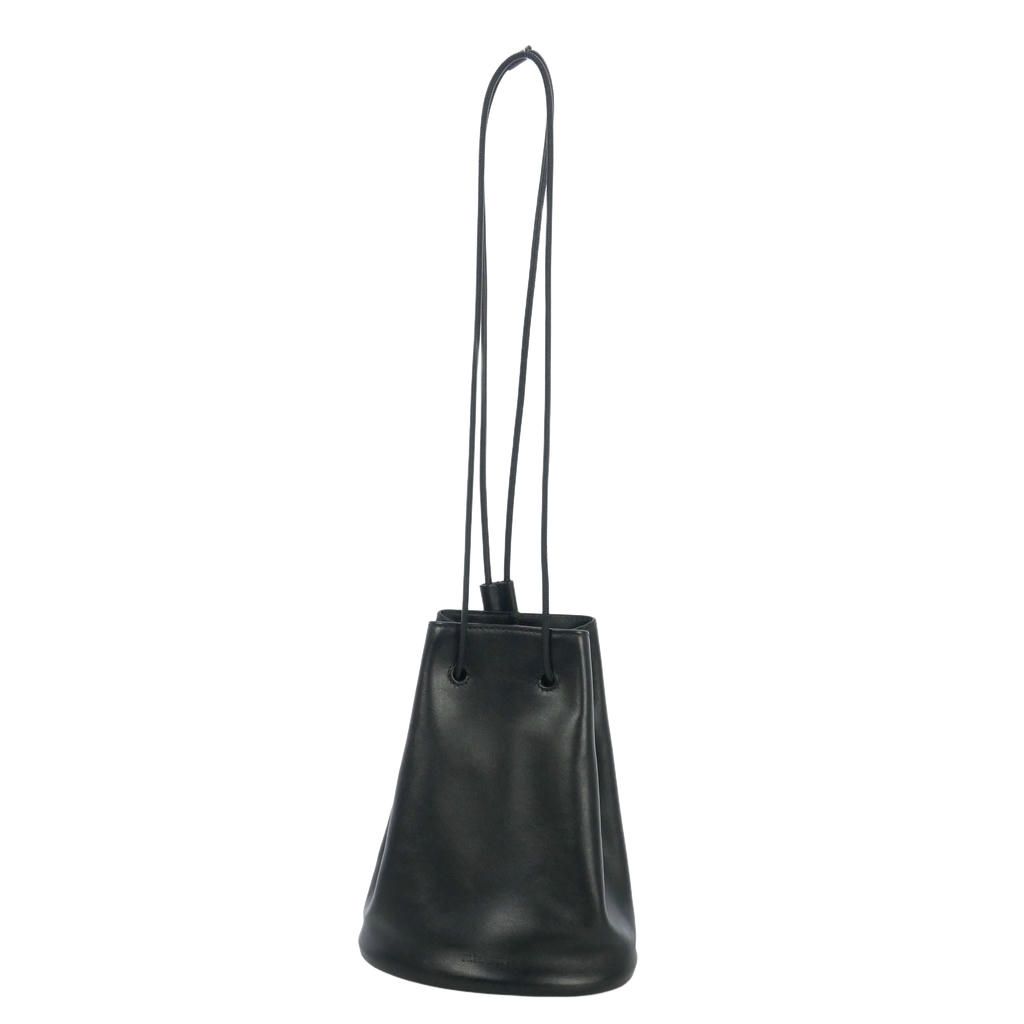 ジルサンダー JIL SANDER ドローストリング ショルダーバッグ 巾着 レザー 黒 ブラック