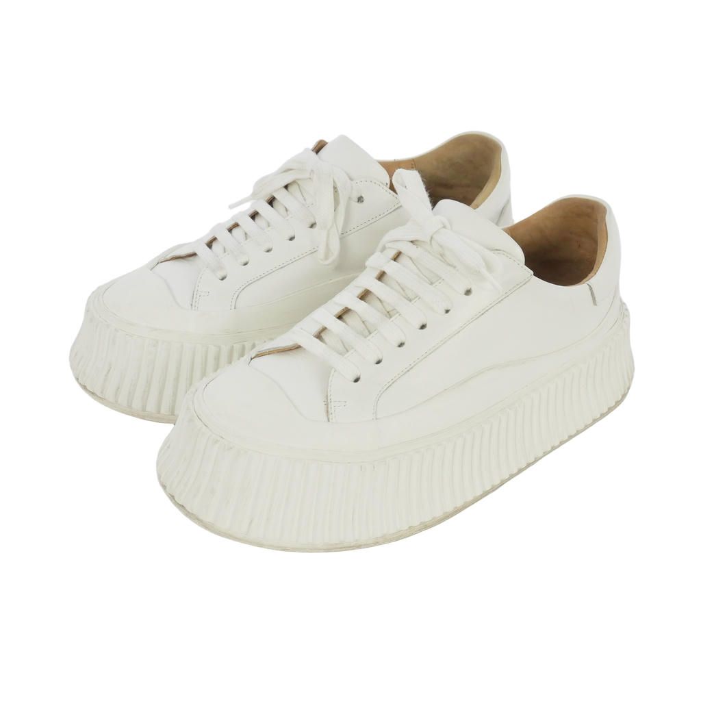 ジルサンダー JIL SANDER プラットフォーム レザー スニーカー 35 白 ホワイト