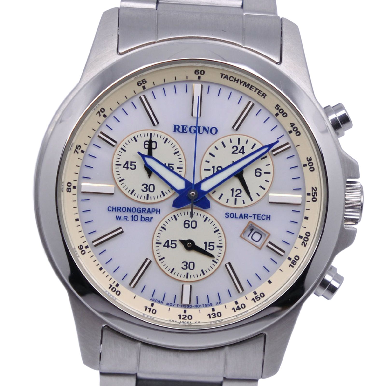 【CITIZEN】シチズン REGUNO レグノ クロノグラフ SOLAR-TECH H500-R004778 ステンレススチール ソーラー時計 クロノグラフ メンズ ホワイト文字盤 腕時計