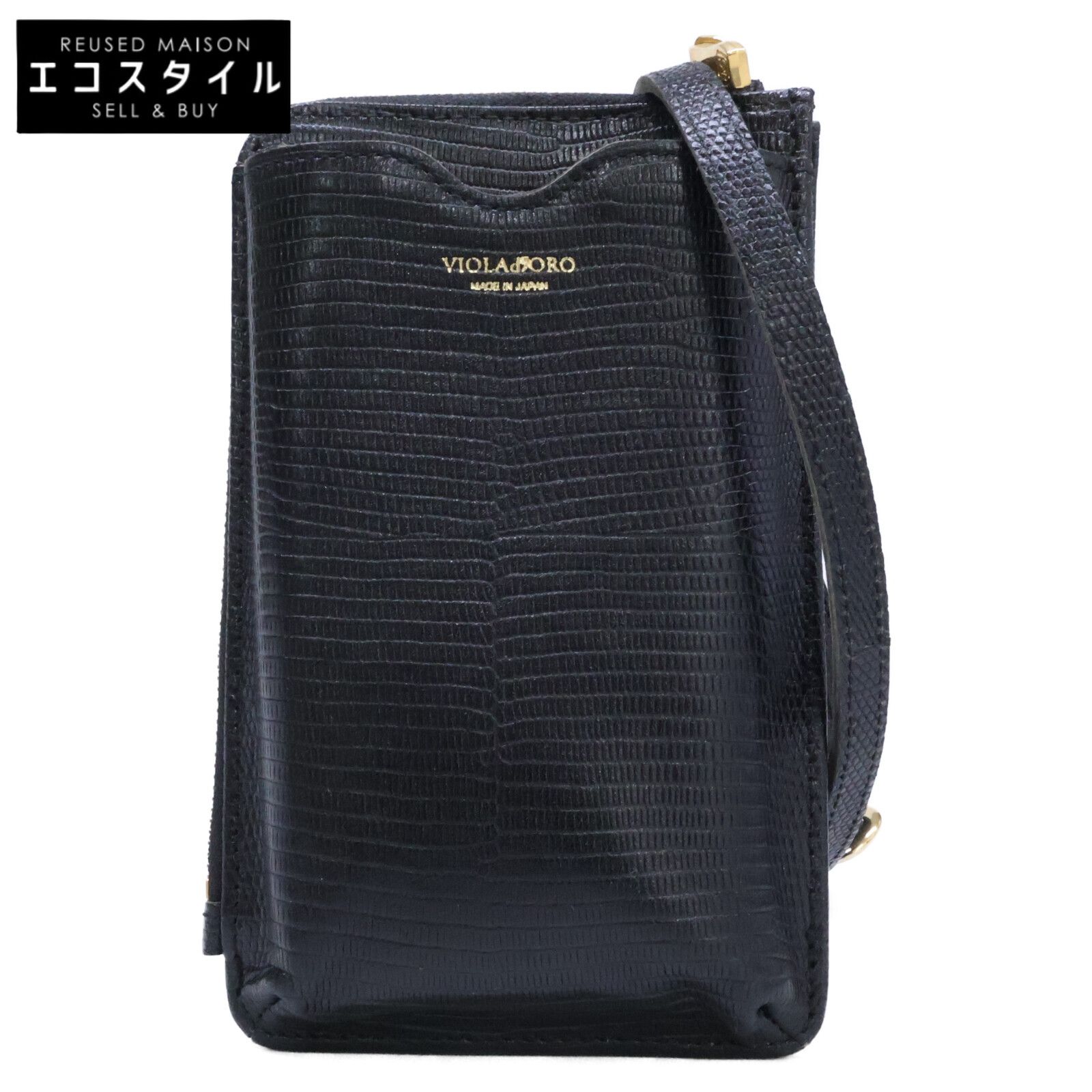 VIOLAd'ORO　ヴィオラドーロ　【新品同様】V-1289 ADRIA 型押しレザー スマートフォンポシェット 6,170円