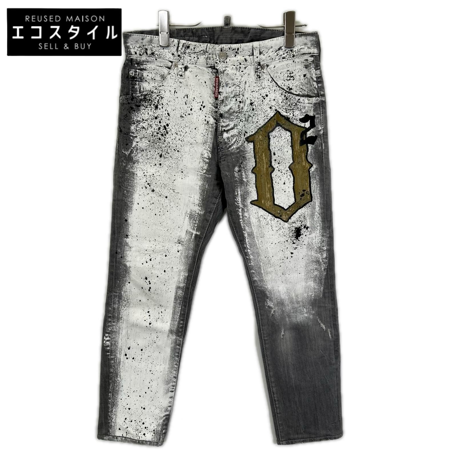 DSQUARED2　ディースクエアード　22SS S74LB1075 グレー Cool Guy/クールガイ Dペイント デニムパンツ　44