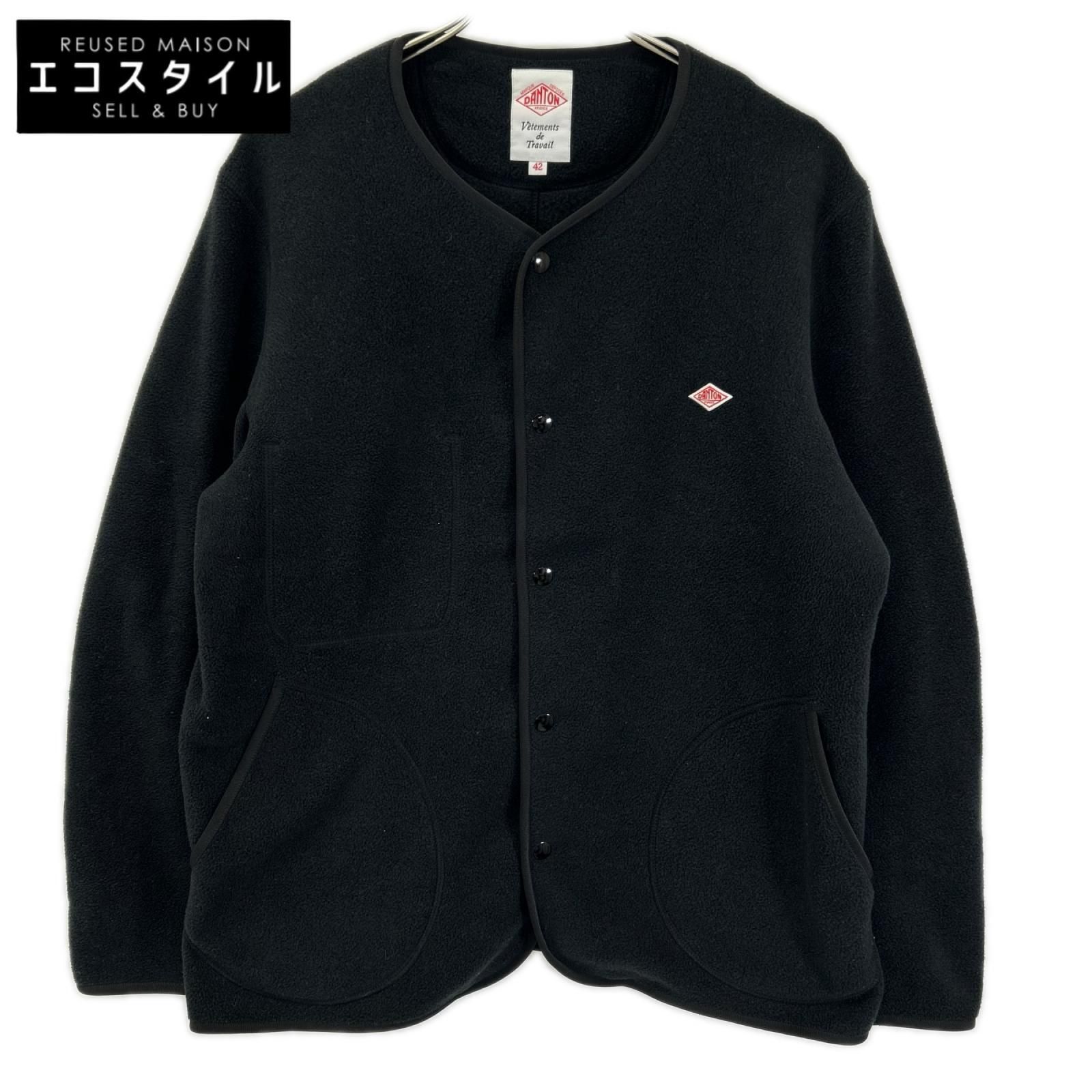 DANTON　ダントン　JD8939 ブラック ノーカラーフリースカーディガン　42その他