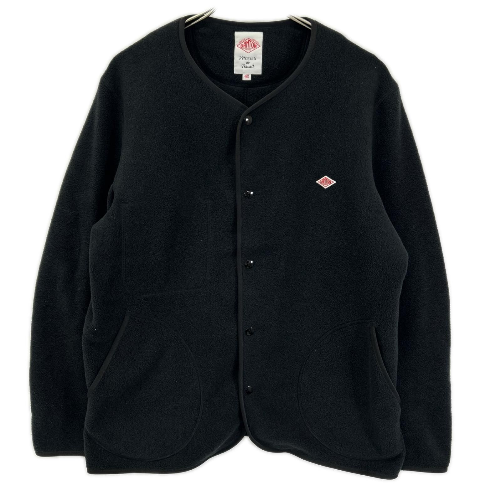 DANTON　ダントン　JD8939 ブラック ノーカラーフリースカーディガン　42