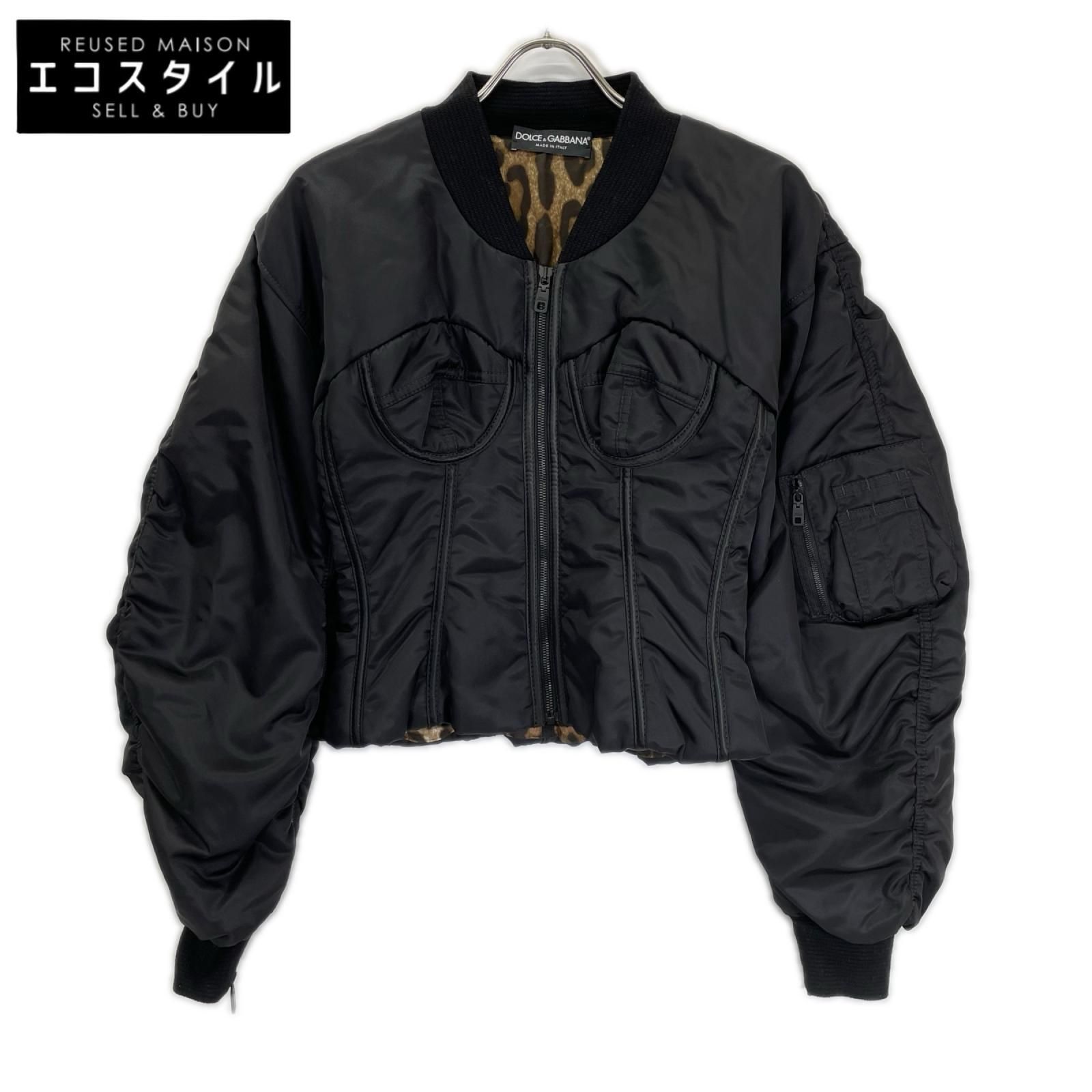 DOLCE&GABBANA　ドルチェアンドガッバーナ　F9J60T ブラック ブラック ビスチェコルセット ナイロンフルジップジャケット　38