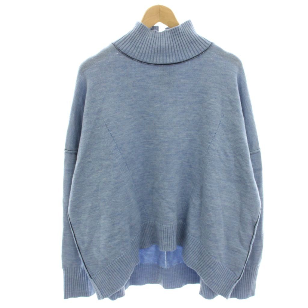 チノ CINOH EX.PLATING KNIT ステッチオーバーニット セーター 長袖 ウール 36 青 ブルー 23WKN502 /HN
