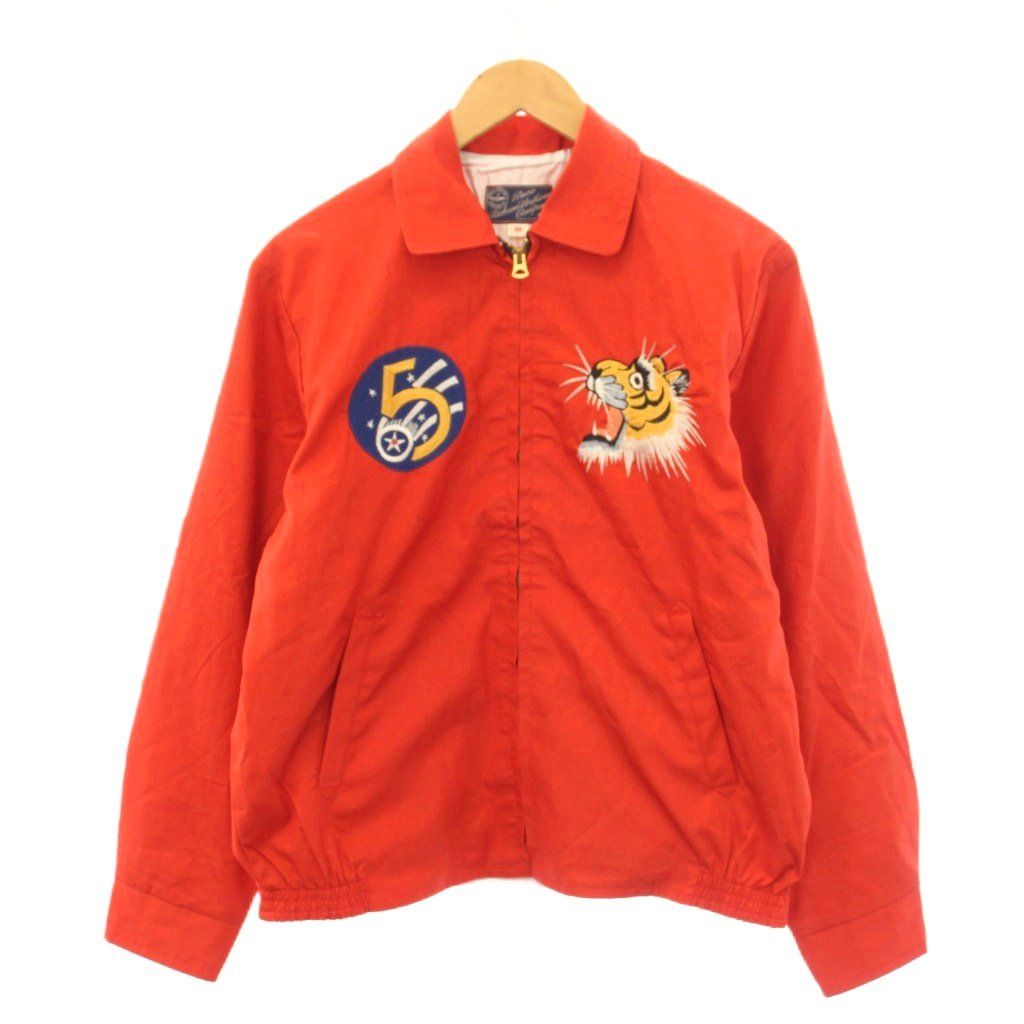 バズリクソンズ BUZZ RICKSON’S COTTON TOUR JACKET スタジャン ブルゾン ジャケット ジップアップ 刺繍 36 オレンジ /BM