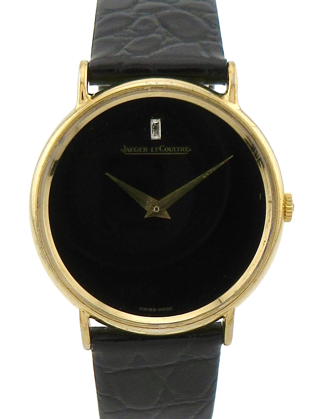 JAEGER-LECOULTRE 9123.21 K18YG 1Pダイヤ オニキス文字盤 OH済み 手巻き時計 金無垢 ジャガールクルト