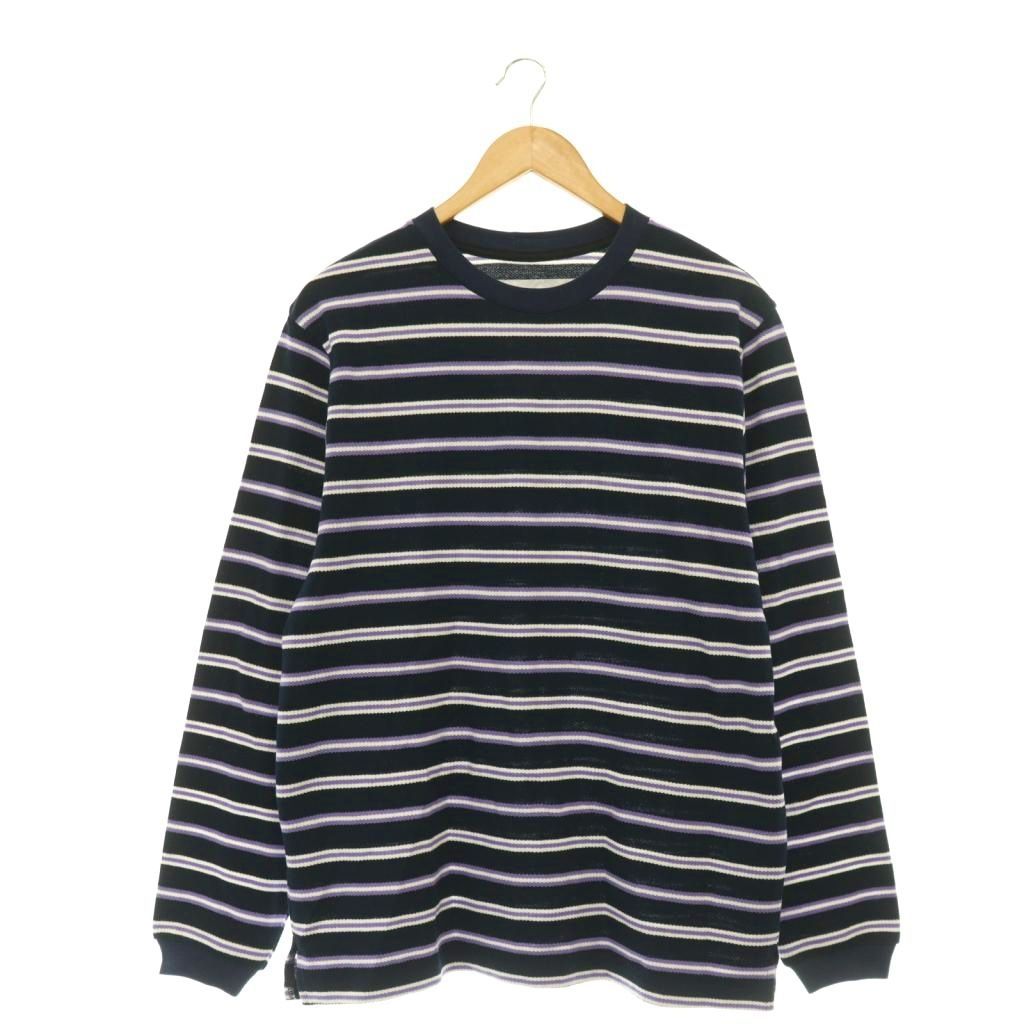 ジョンメイソンスミス JOHN MASON SMITH ジェーンスミス JANE SMITH 26SS COTTON PIQUE L/S T-SHIRT Tシャツ カットソー ボーダー S 紺 ネイビー 紫 パープル 白 ホワイト /CX ■OS