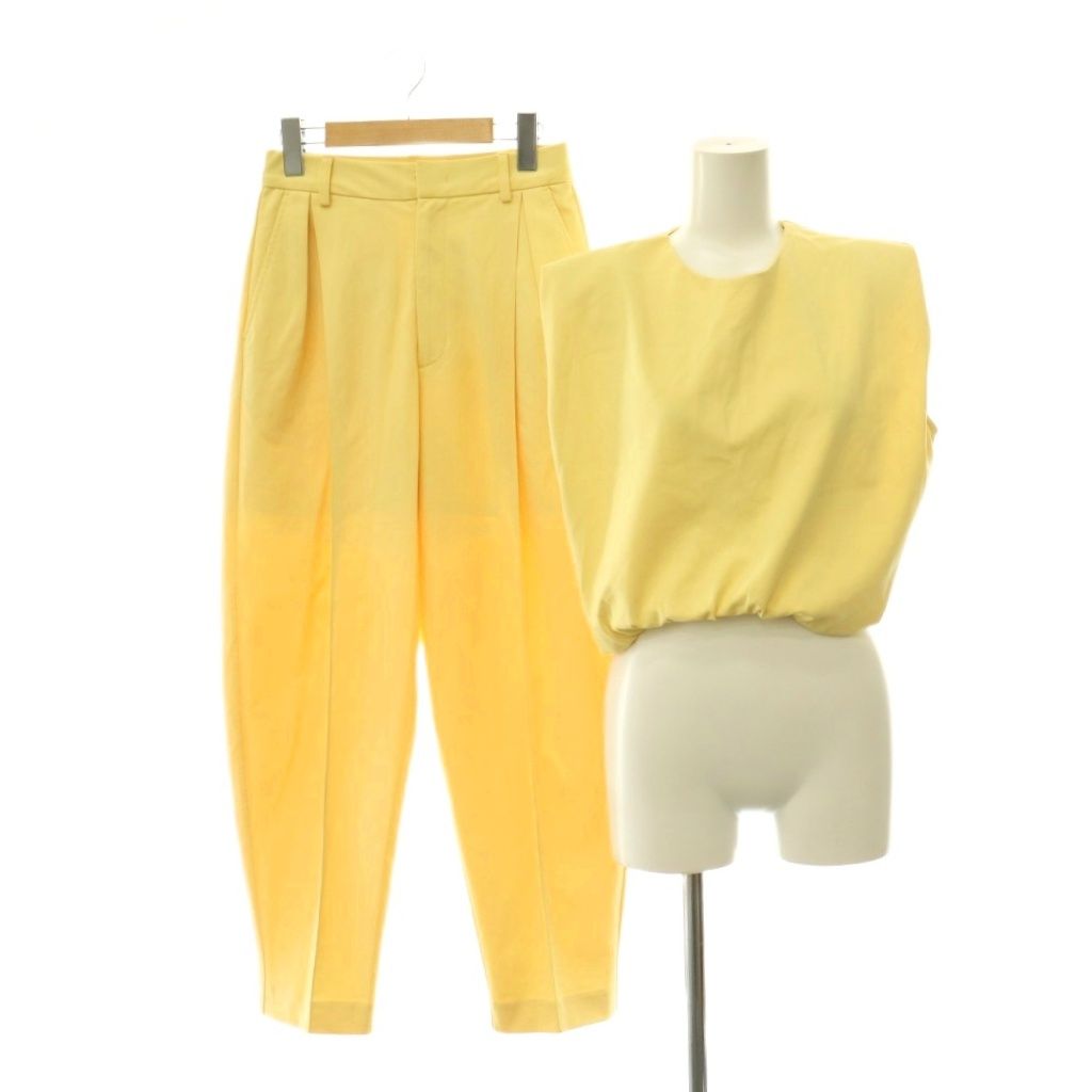 アメリヴィンテージ Ameri VINTAGE JERSEY EGG PANTS SET UP セットアップ カットソー ノースリーブ パンツ テーパード M イエロー /HK ■OS 8,502円