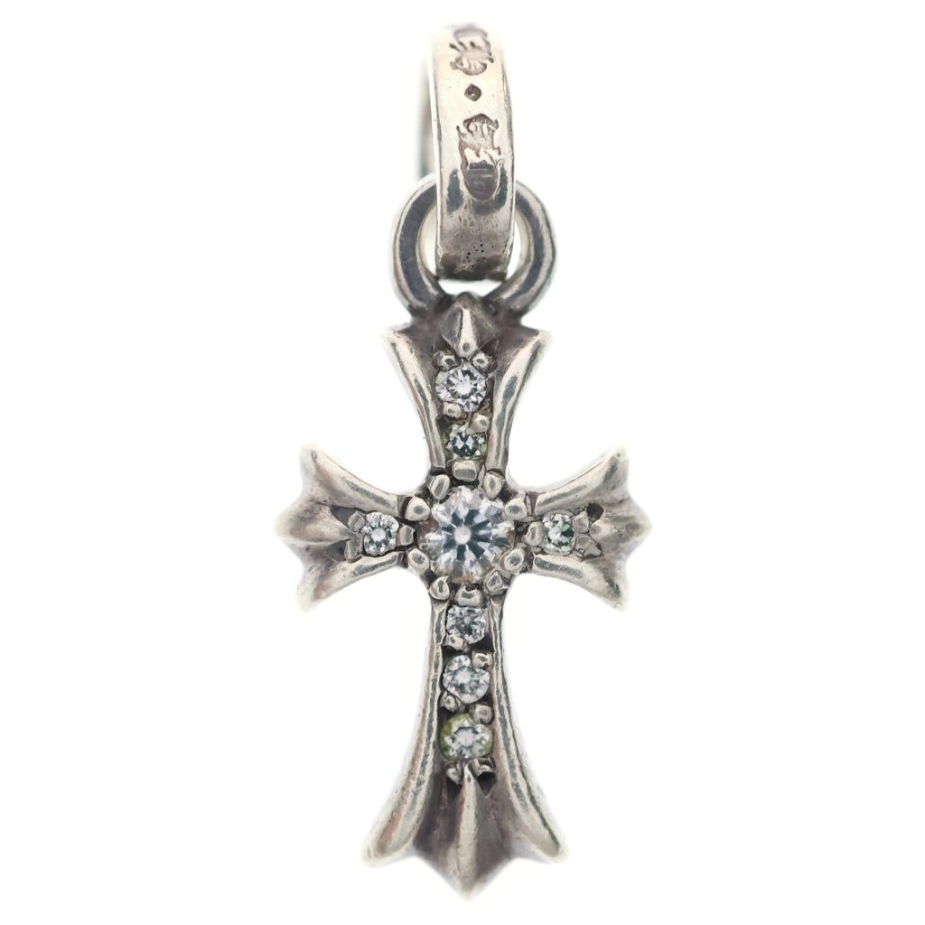 CHROME HEARTS (クロムハーツ) CRS BBYFAT P DMND ベイビーファットクロス PAVEダイヤ ペンダントトップ シルバーBCA234