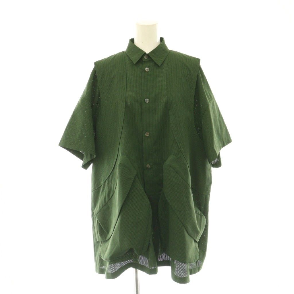 ナゴンスタンス nagonstans サンプル品 26AW breate shirt シャツ メッシュ オーバーサイズ M 緑 グリーン /CX ■OS