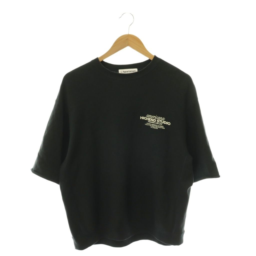 アメリカーナ AMERICANA 25AW HALF SLEEVE SWEAT スウェット LAppartement別注 トレーナー プルオーバー ロゴ チャコール /CX ■OS
