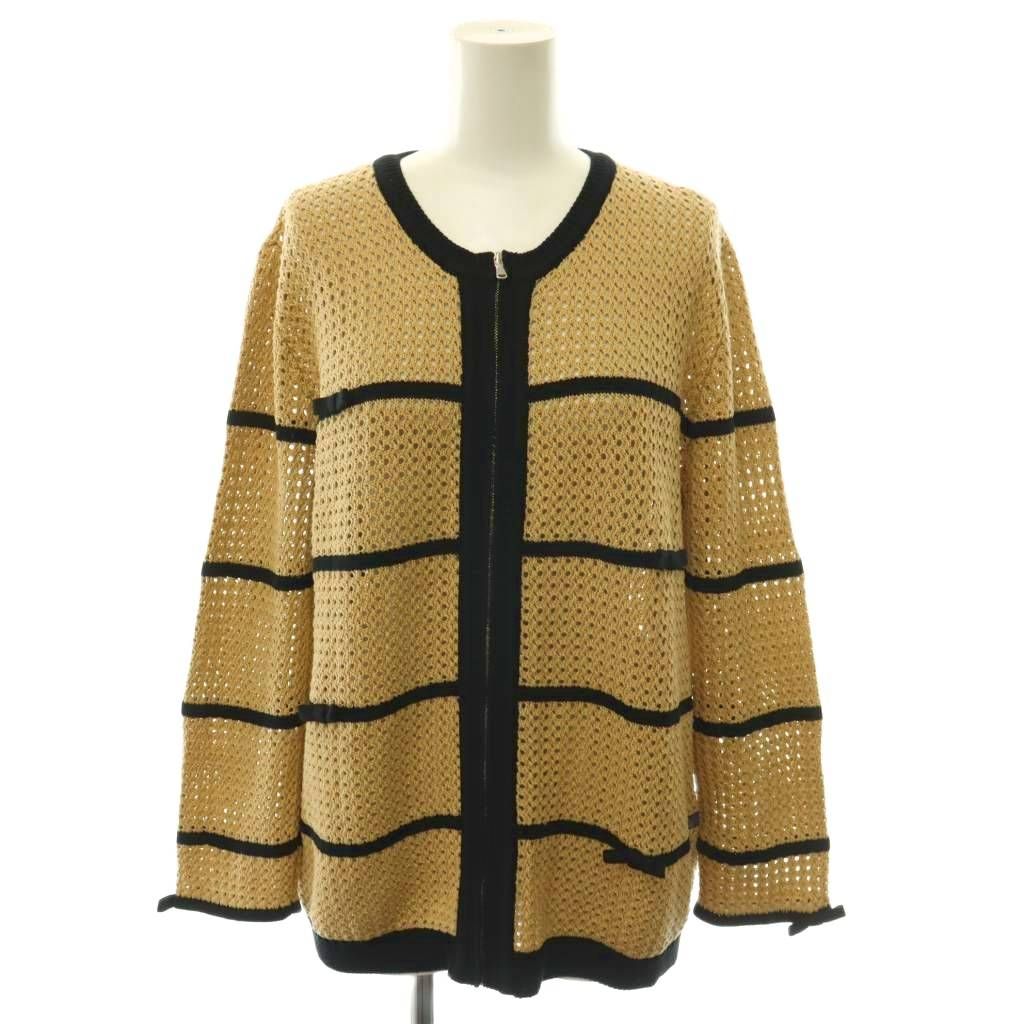 レッド ヴァレンティノ RED VALENTINO メッシュ ニットジャケット ノーカラー ジップアップ XL ベージュ 黒 /NR ■GY09