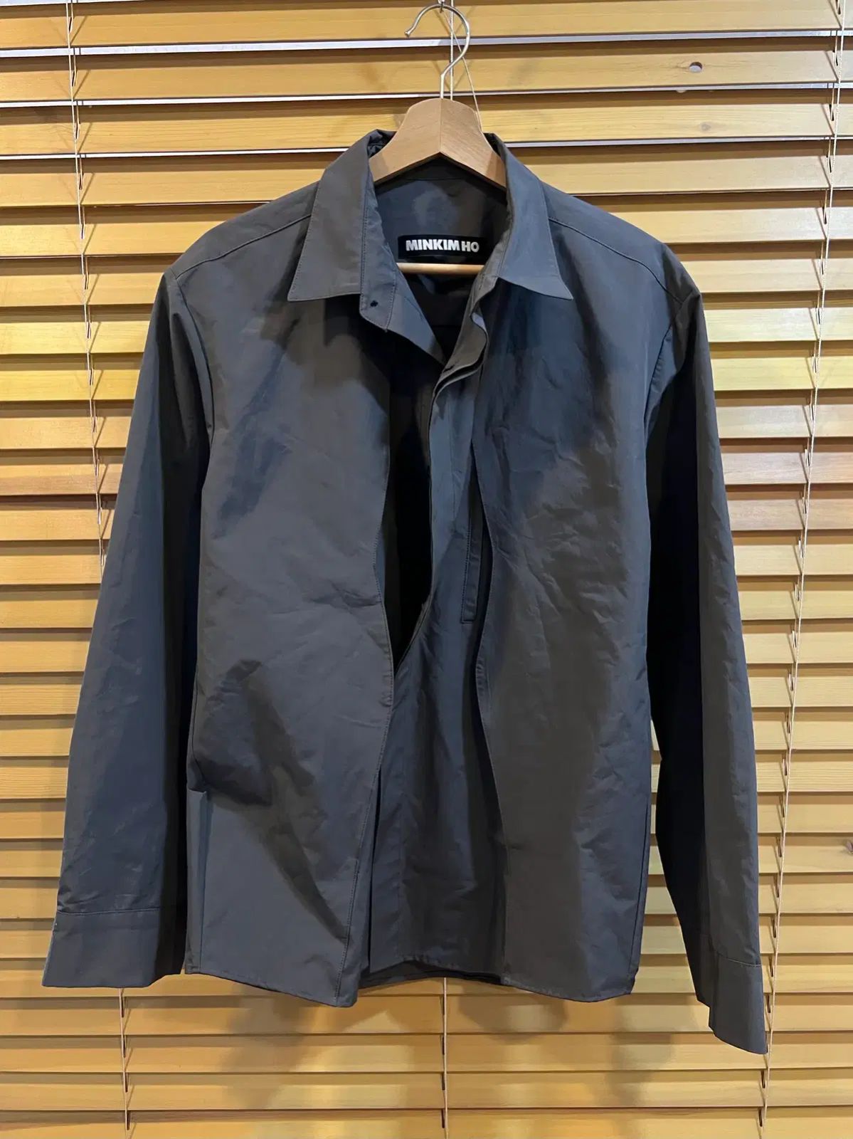 ミンキムホ MINKIM HO メンズ チャコールグレー ルーズフィット シャツ シャツジャケット 3