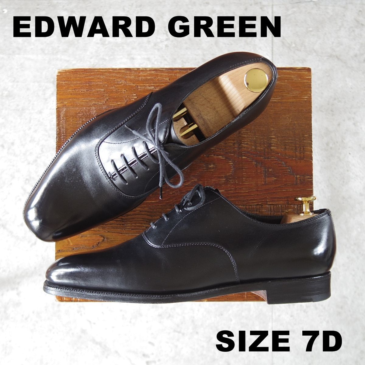 ★エドワードグリーン 7D【現行定価20万円以上★プレーントゥ/PEERING】89ラスト/カーフ/黒/メンズ/EDWARD GREEN★p246 47,988円