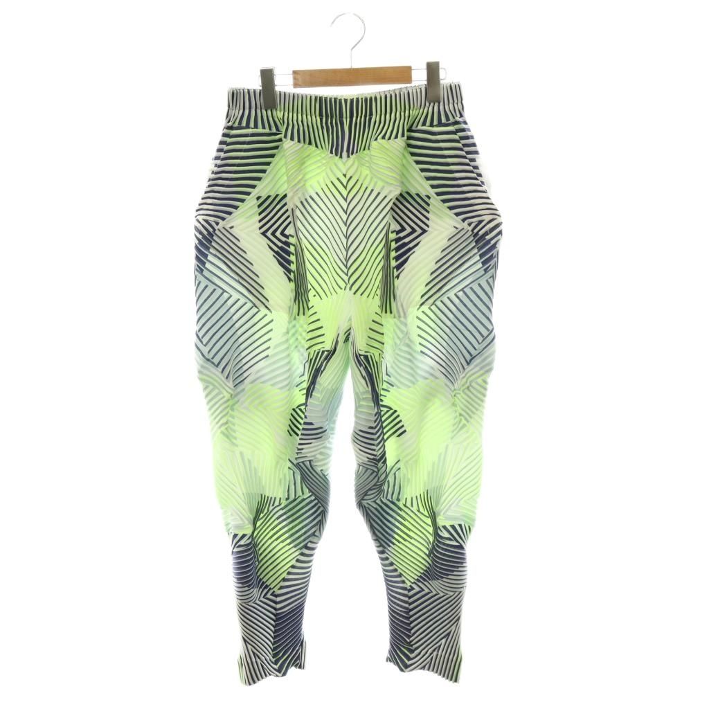 イッセイミヤケ ISSEY MIYAKE エイポックエイブル AT41FF054 TYPE-P 002 パンツ テーパード 2 白 紺 黄緑 /NR ■SH