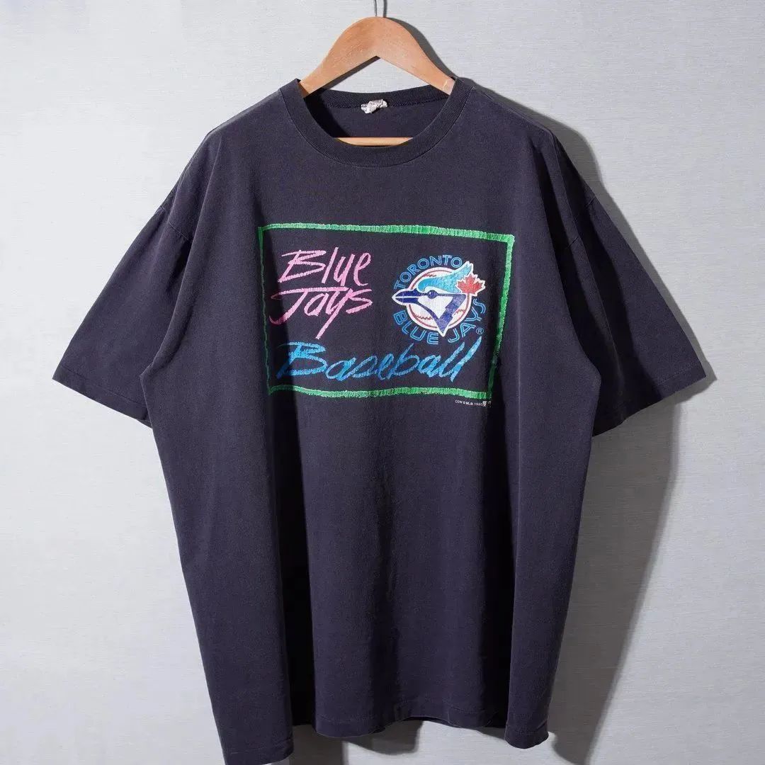 90s USA製 1990年製 MLB ブルージェイズ Tシャツ XL フェード 茄子紺
