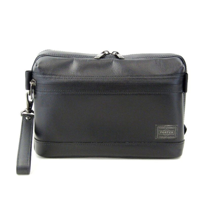 美品 PORTER ポーター ポーチ ガード 033-05067 GUARD POUCH　レザー 牛ステア ブラック 黒 47000541