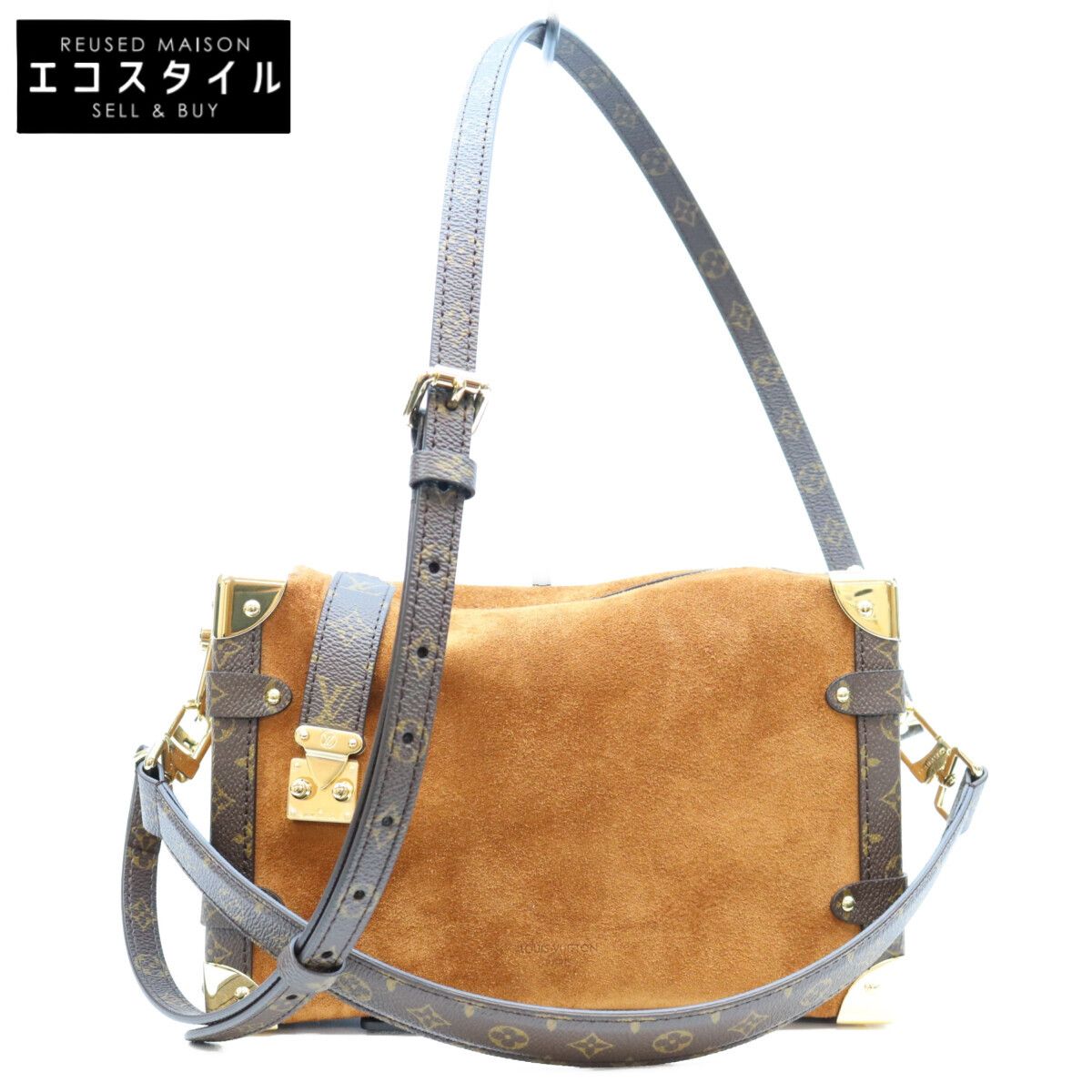 LOUIS VUITTON　ルイヴィトン　M15072 モノグラム スエードカーフレザー タン サイドトランクMM ショルダーバッグ 271,755円