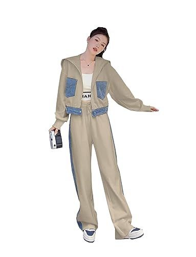 レディース セットアップ 秋 上下セット 長袖 ジャケット ワイドパンツ フード付き ジャンパー ロングパンツ かわいい おしゃれ 秋服 カジュアル パーカー ジャージ