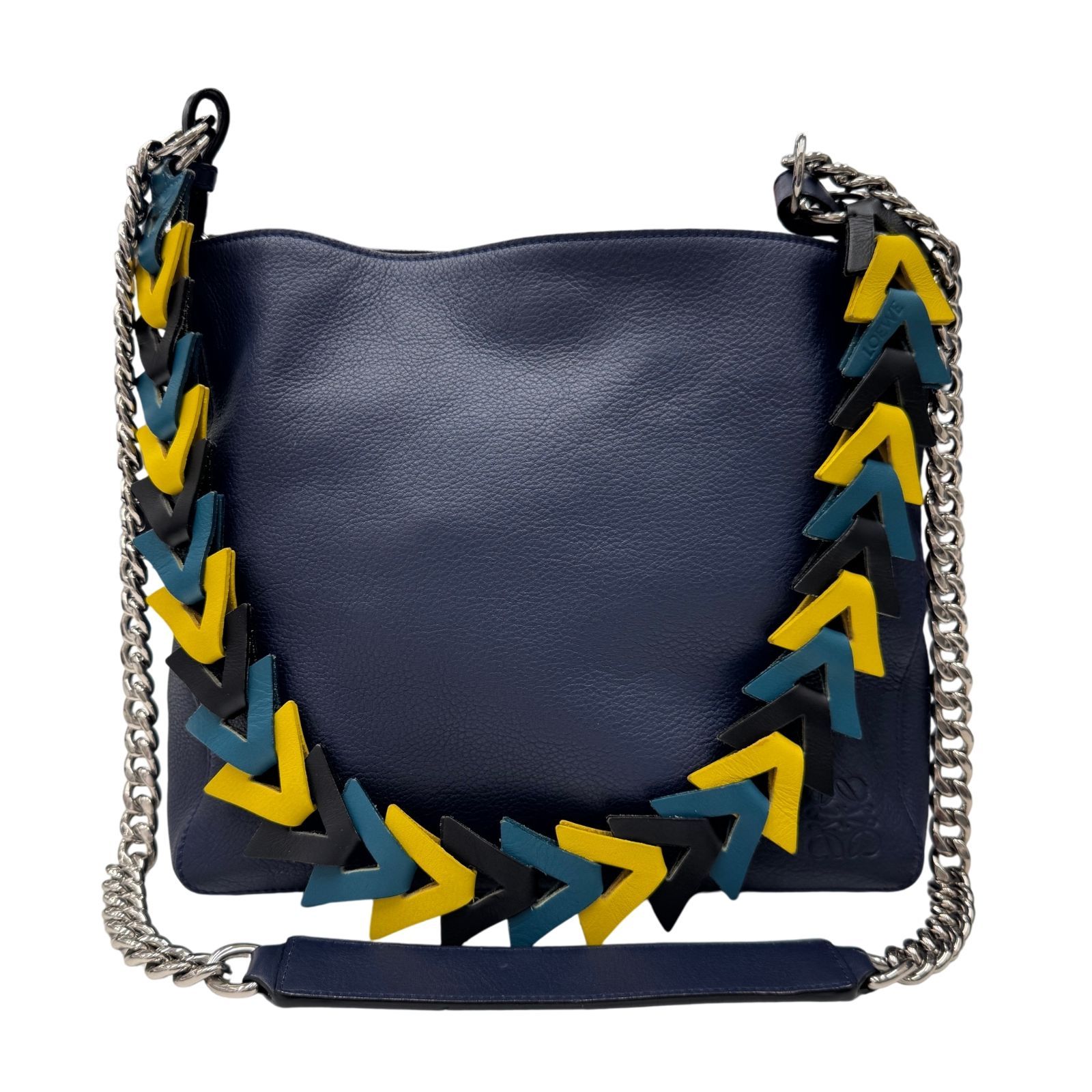 【中古】LOEWE ロエベ Vバケット 2WAYショルダーバッグ バッグ ショルダー レザー ネイビー　レディース 斜め掛け 　 【ブランドギャラリー心斎橋店】
