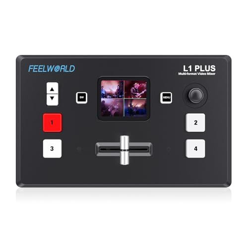 FEELWORLD L1 PLUS マルチカメラビデオスイッチャー 4xHDMI2.0入力 PTZコントロール クロマキーキーイング USB3.0 ストリーミングメディアライブt
