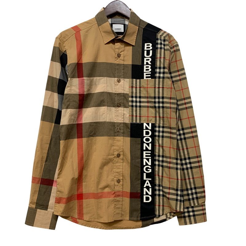 【中古品】 BURBERRY バーバリー LOGO RUBBER PRINT PATCHWORK NOVA CHECK L/S SHIRT THTHAGAR129SAM ロゴ ノバチェック 長袖シャツ 【141-260822-as-09-izu】