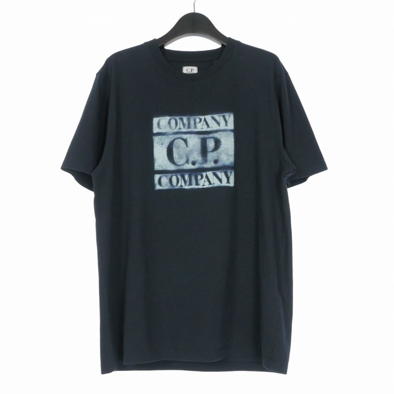 シーピーカンパニー C.P.COMPANY 26SS 30/1 JERSEY SHORT SLV LOGO TS ロゴプリント Tシャツ カットソー 半袖 M ネイビー 紺 20CMTS141A 110579W 国内正規