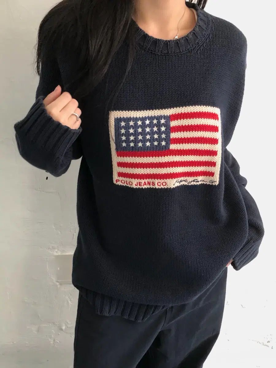 POLO JEANS CO. ポロジーンズカンパニー ネイビ星条旗ニット