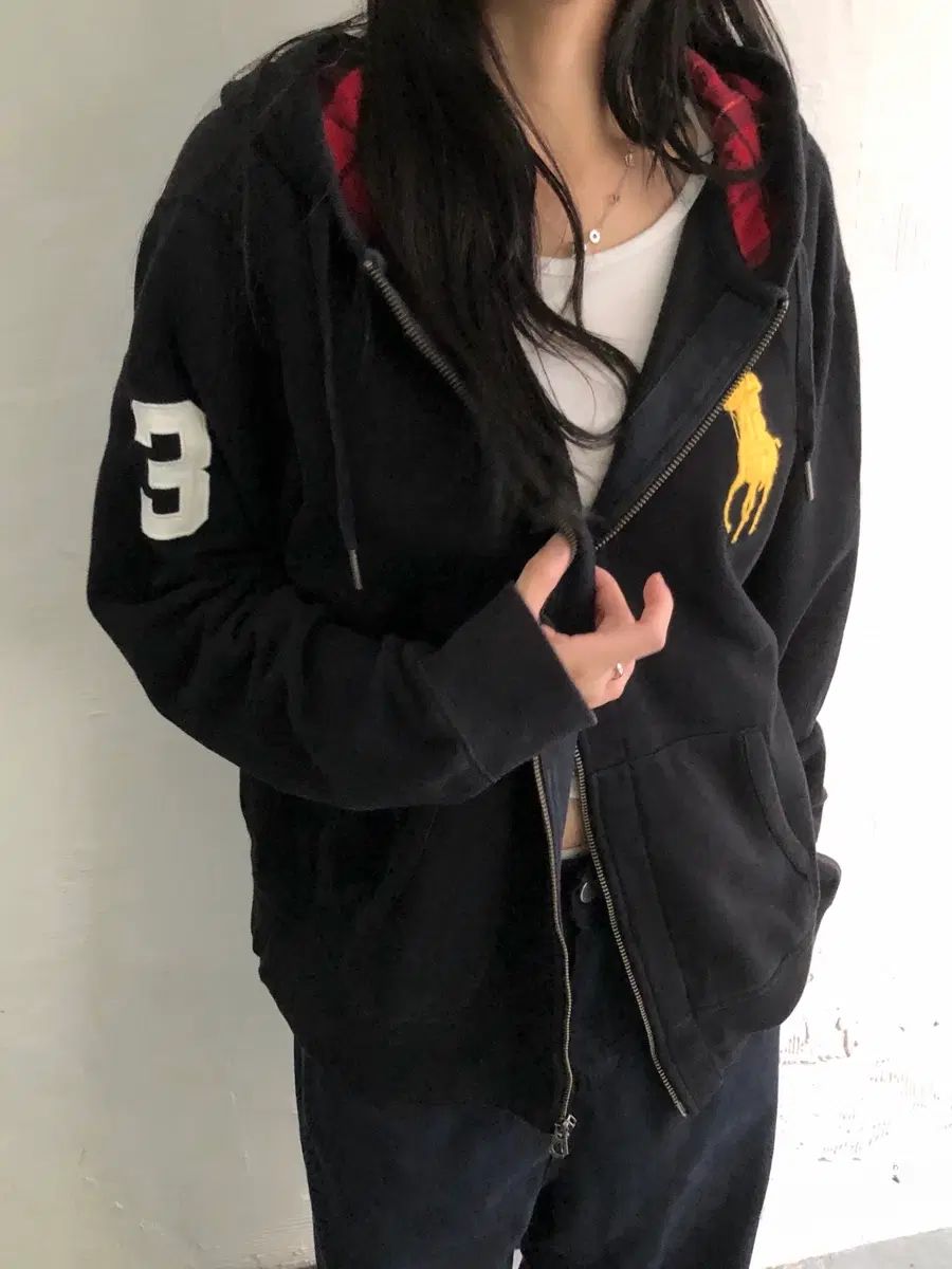 POLO RALPH LAUREN ブラックウォッチ サーマル フードジップアップ