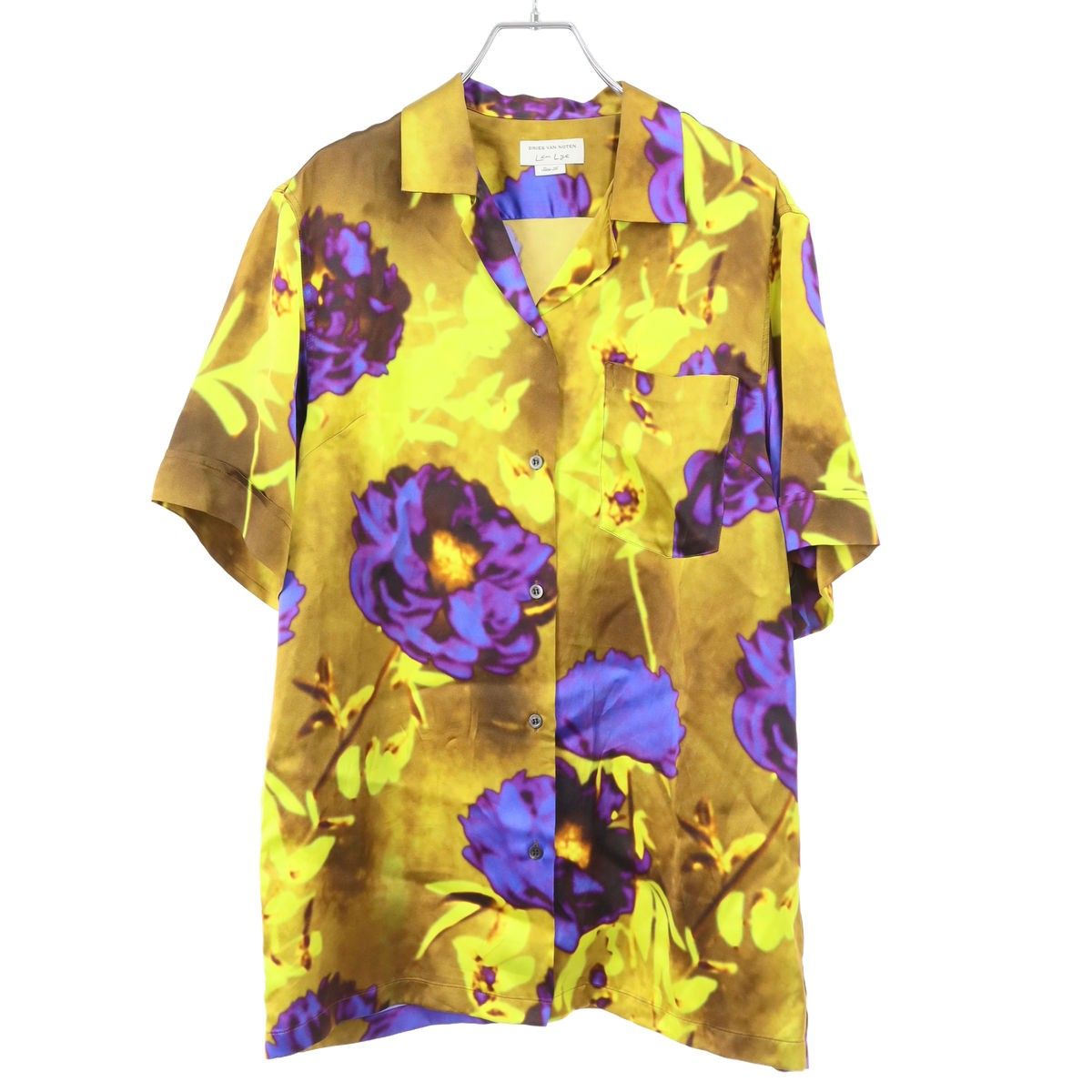 DRIES VAN NOTEN ドリスヴァンノッテン 21SS Len Lye オープンカラーシャツ イエロー×パープル 36