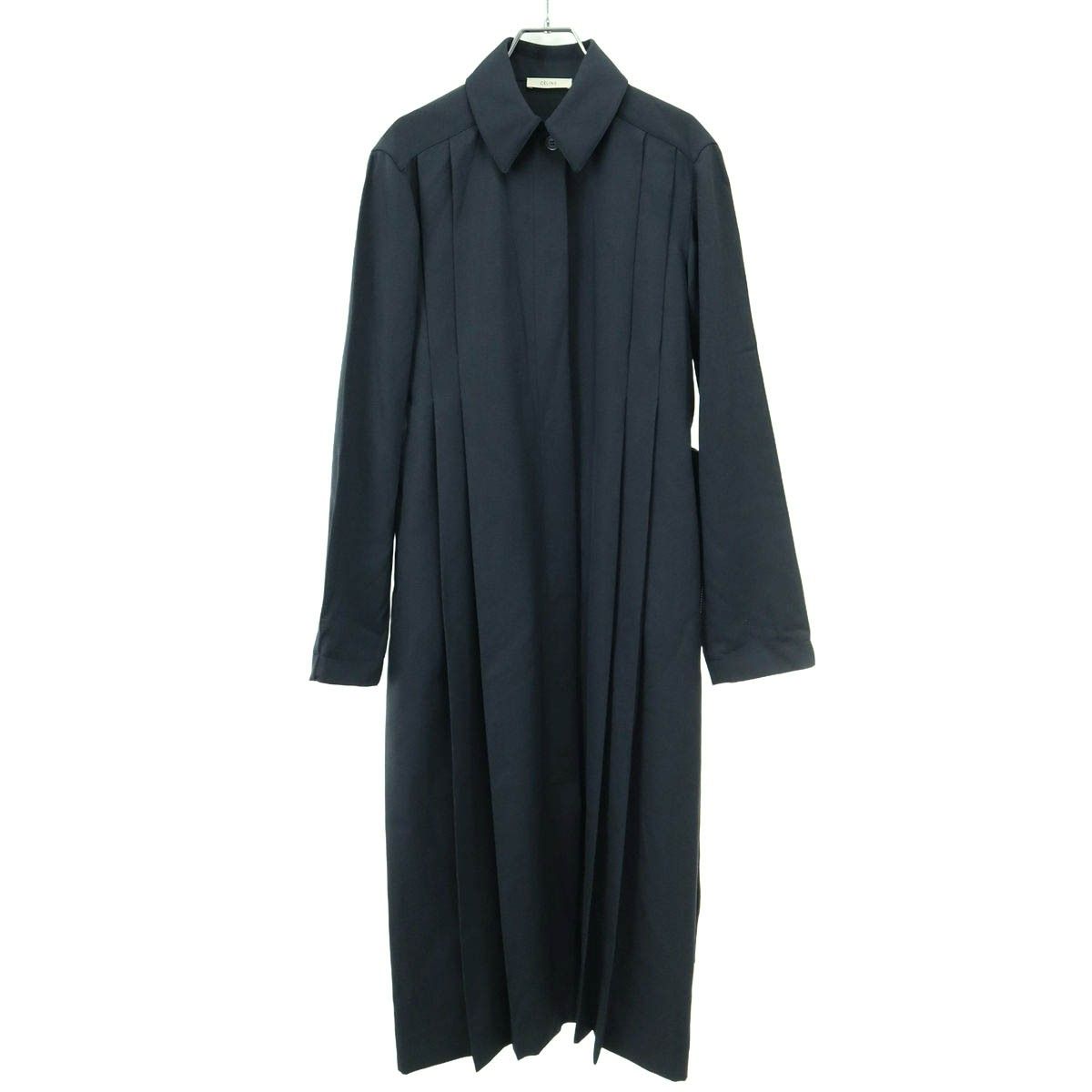 CELINE by Phoebe Philo セリーヌ フィービーファイロ ベルテッド ウールロングコート 2 6BJ9/261C チャコールブルー系 34