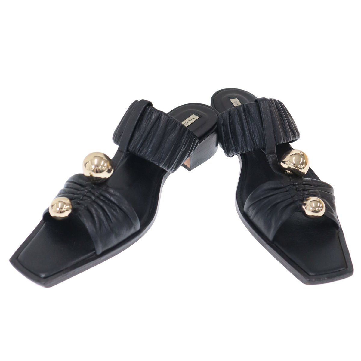 HARUNOBUMURATA ハルノブムラタ JUPITER OPEN TOE GATHERED SANDAL オープントゥギャザーサンダル HM22W1304-DRM01 ブラック 37