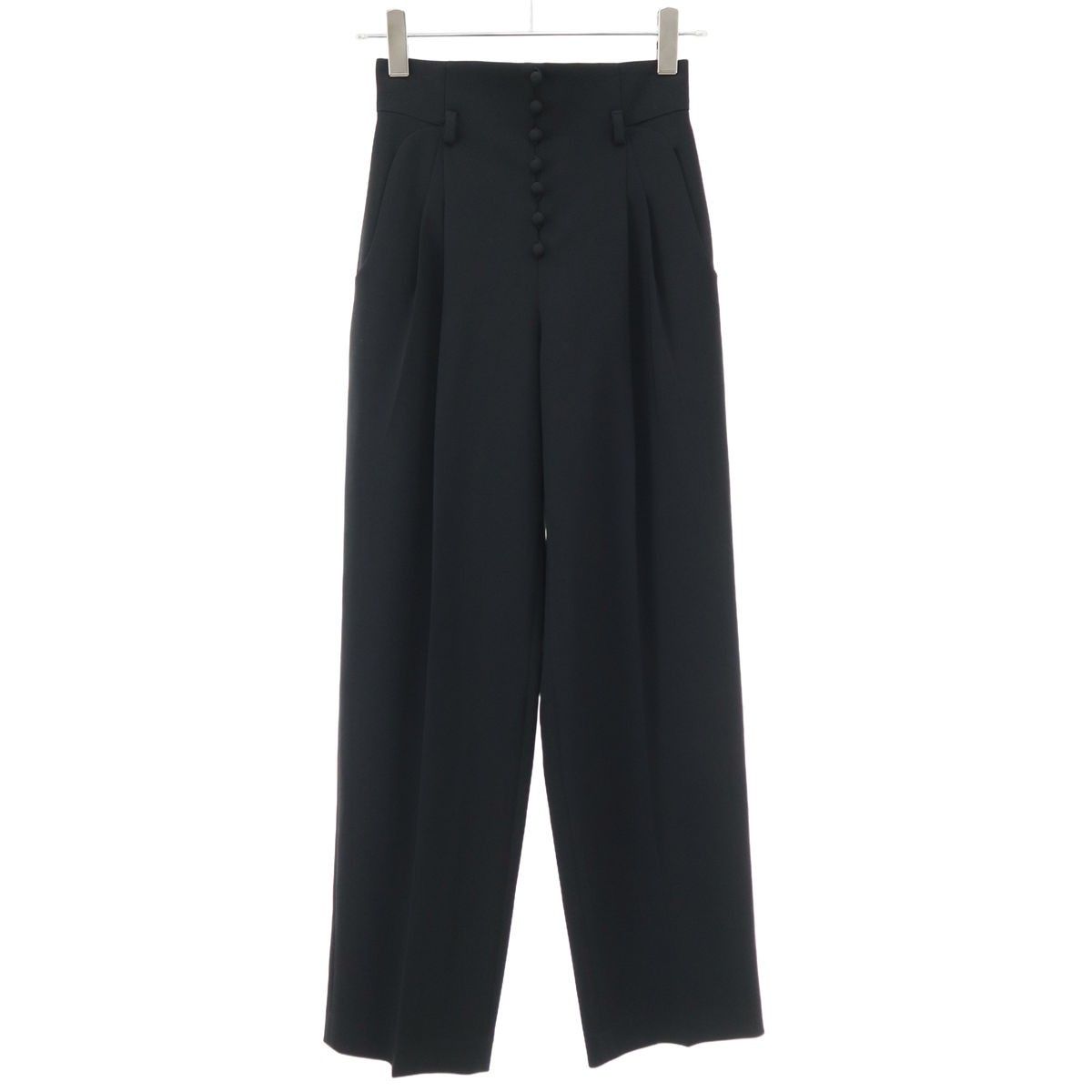 mame kurogouchi マメ クロゴウチ 25AW Acetate Polyester High Waisted Trousers ハイウエストトラウザーパンツ MM25FW-PT117 ブラック 1 29,088円