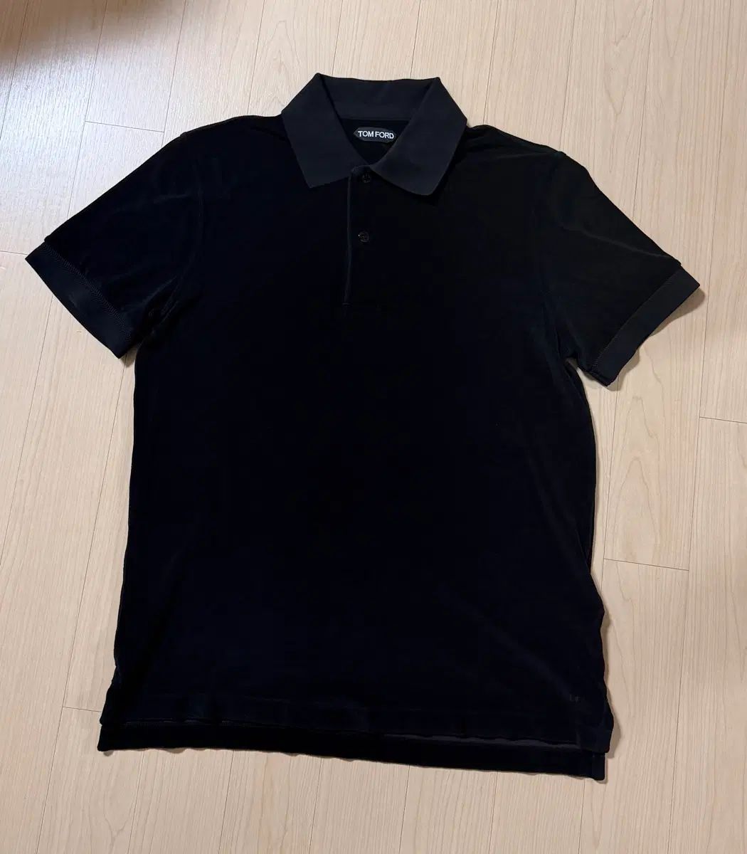 トムフォード フレンチテリーコットン カラーTシャツ ブラック 50
