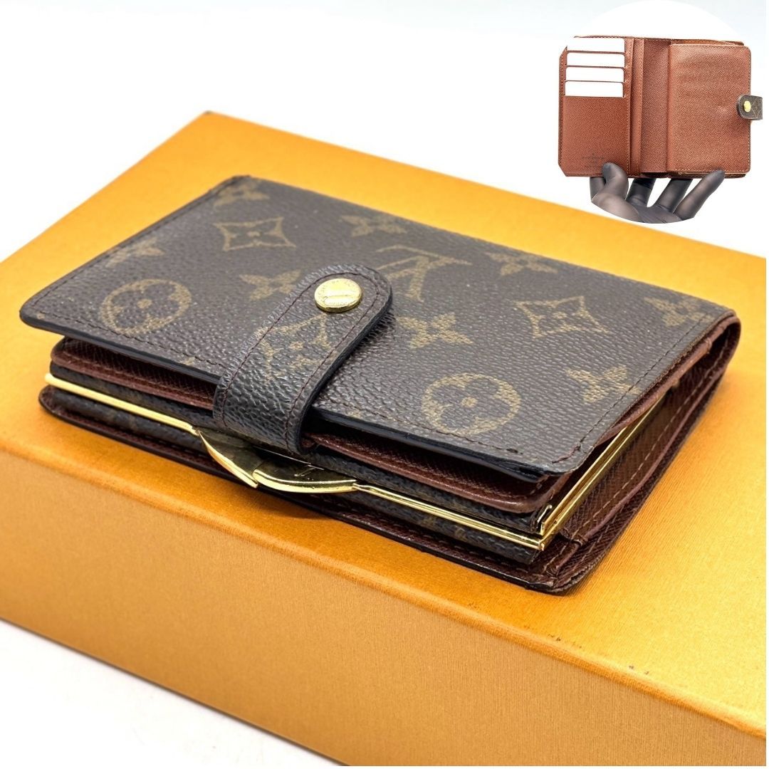 【往年の意匠に宿る余韻】　Louis Vuitton　二つ折り財布 がま口 ポルトモネビエヴィエノワ 廃番モデル コンパクトウォレット　ブラウン