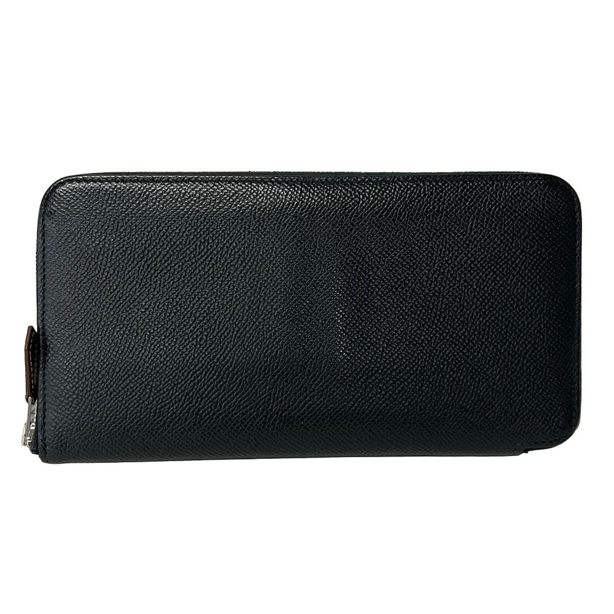 HERMES(エルメス) 長財布美品 アザップロングシルクイン 黒 シルバー金具/ラウンドファスナー