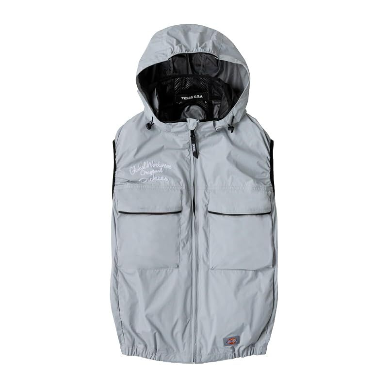【新品】 [ディッキーズ] 空調風神服 ベスト D-299 脇ファン 遮熱 ペルチェ対応 服単品 熱中症対策 涼しい 夏 作業着 Dickies メンズ レディース プロユニステッカー付 3.シルバー XXL