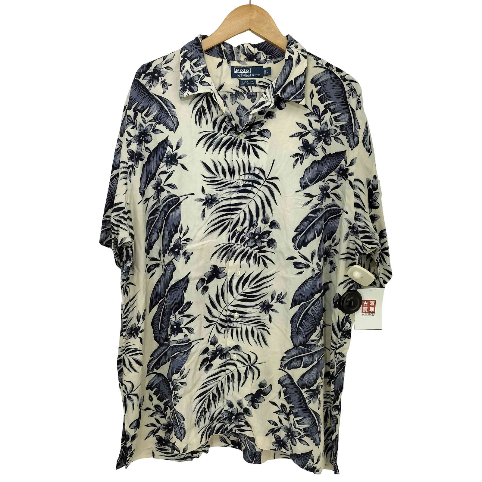 ポロバイラルフローレン Polo by RALPH LAUREN 90s CLAYTON 開襟 オープンカラー アロハシャツ メンズ import：L