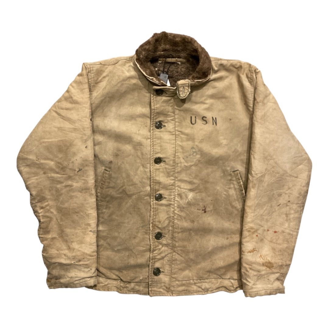 40s〜 US NAVY N-1 DECK JACKET ALPACA LINER USN STENCIL/ 40年代〜US NAVY N-1 デッキジャケット アルパカライナー USNステンシル【F549】