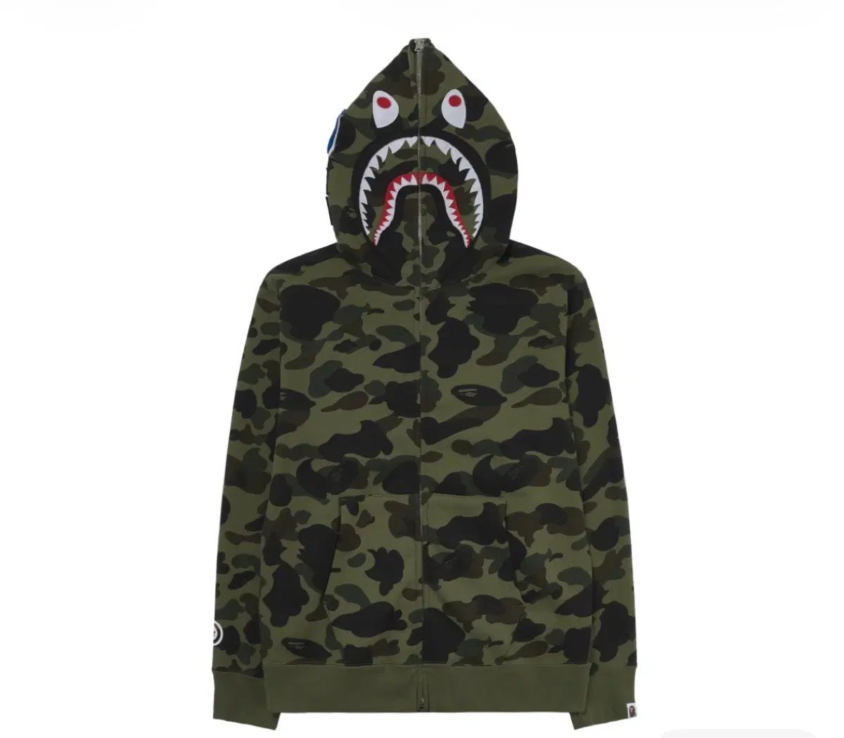A BATHING APE シャーク カモフラージュ ジップアップフーディー カーキ M