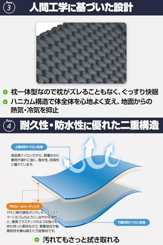 ★新品★[TSUKAERU LABO.] ダブル エアーマット 足踏み式ポンプ内臓 キャンプ マット アウトドア 枕一体型 車中泊 超軽量 コンパクト 防災 厚手 災害 防水 (モカブラウン) 4cbfa872