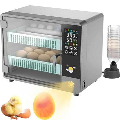 ★新品★孵卵器 24個用 自動転卵 自動補水 自動温湿度管理 恒温 デジタル表示 照卵機能付き タッチ操作 110V 静音 デュアル電源 双循環送風 鶏卵 アヒル卵 ガチョウ卵 鳥類対応 日本語説明書付き 75c1590e 13,248円