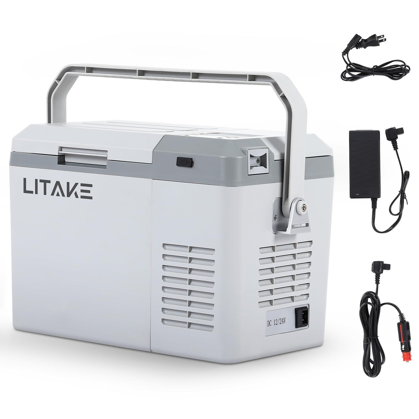 ★新品★Litake 車載冷蔵庫 9L ポータブル冷蔵庫 バッテリー内蔵可能 DC12V/24V AC100V -20℃?20℃ 急速冷凍 | 4Way電源対応 低電圧保護 小型 静音 車載家庭両用 庫内灯付き 車中泊 アウトドア LZ-9L 658a5ab7