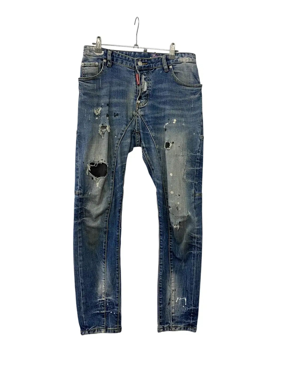 A770 DSQUARED2 ダメージ ペインティング デニムパンツ (46)