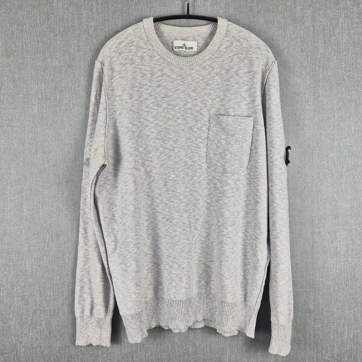 ストーンアイランド 18AW ウール チェスト ポケット クルーネック ニット (ワッペンO) / M
