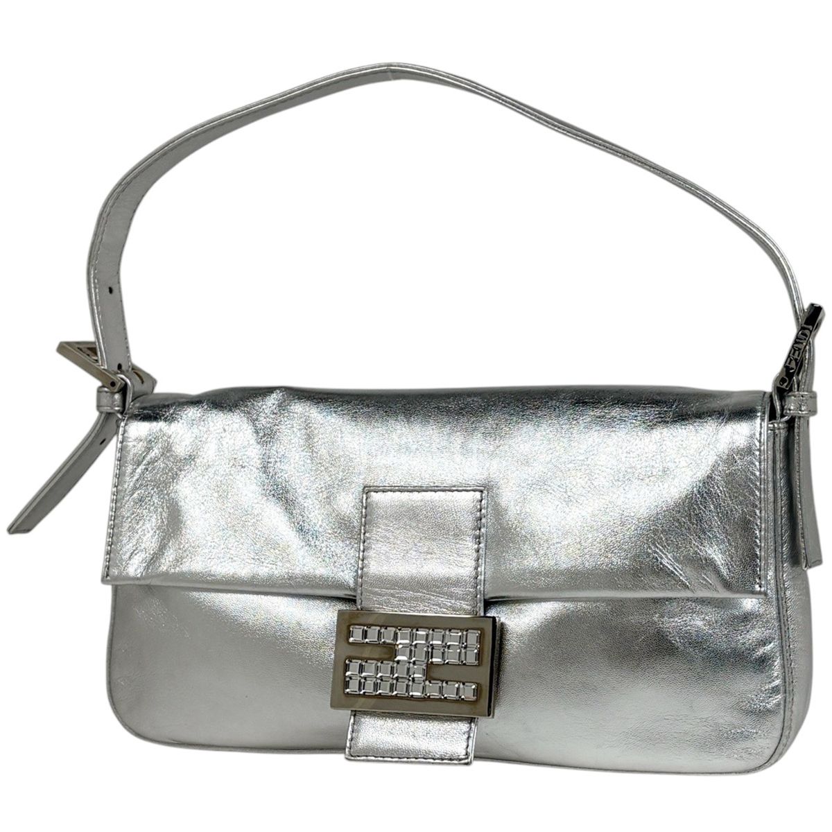 フェンディ FENDI ショルダーバッグ マンマバゲット レザー シルバー 26424 レディース 【中古】