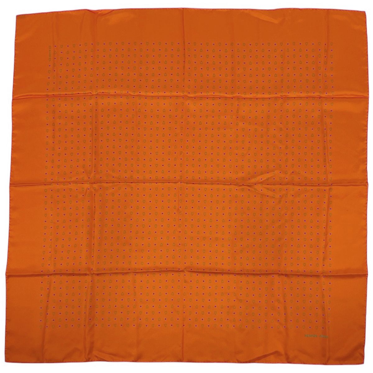 エルメス HERMES カレ90 ドット柄 スカーフ シルク オレンジ マルチカラー レディース 【中古】