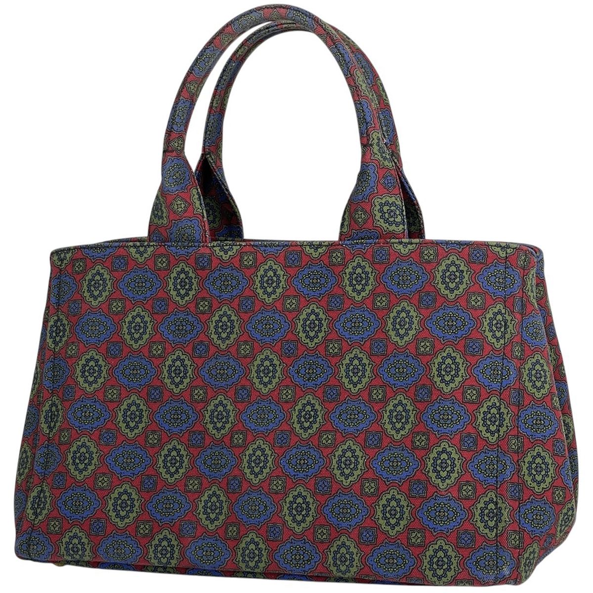 プラダ PRADA カナパ トート トートバッグ キャンバス レッド マルチカラー BN1877 レディース 【中古】